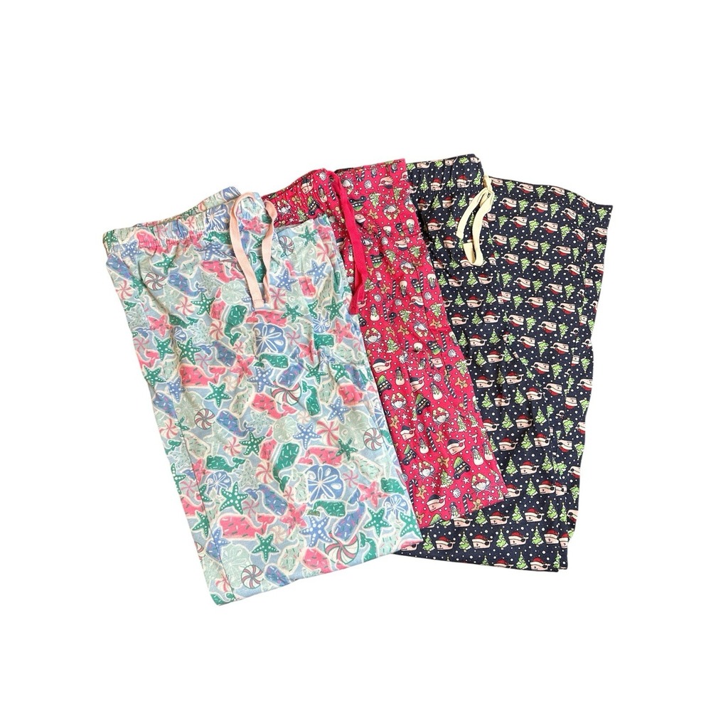 Vineyard Vines Girl's Christmas Whale Pajama Pants PINK Size 7-8(2) 8-10(1) LOT